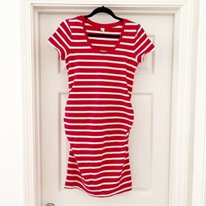 Old Navy Red & White Stripe T Shirt Maternity Dress medium